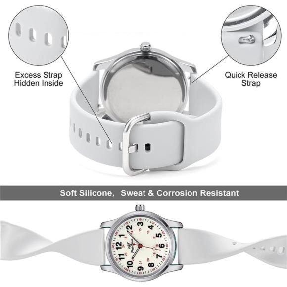 Wrist Watch Nurse Watch Quartz Second Hand Luminous Dial Silicone for Men Women - Picture 6 of 6